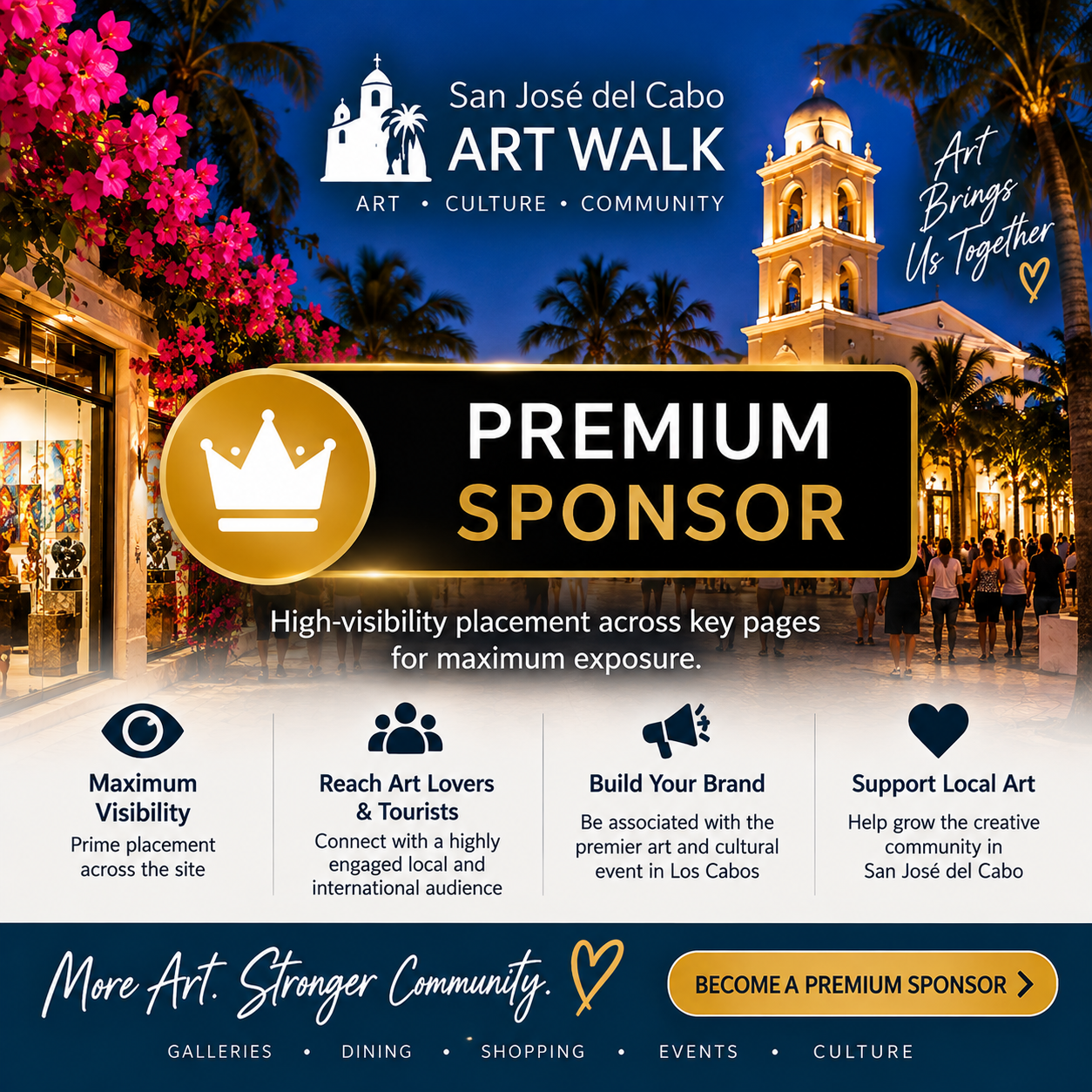 Premium Sponsor high-visibility advertising package for San José del Cabo Art Walk